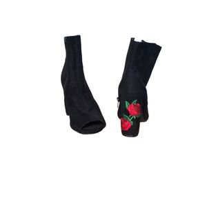 Rue 21 ETC Black Suede Peep Toe Booties SZ 7 1/2